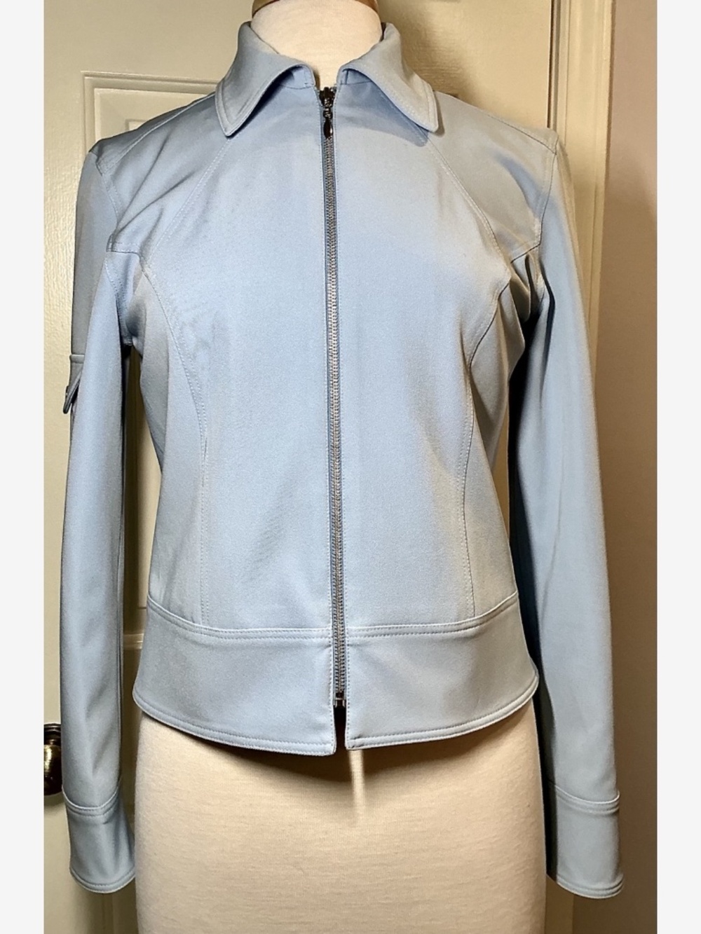 Chula Baby Blue Fitted Zip Jacket Silver Hardware Y2K